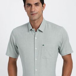 Peter England Micro Checks Printed Spread Collar Formal Shirt-image-47