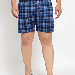 plusS Men Navy Blue Pure Cotton Checked Boxers MBX208E-picture-58