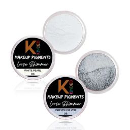 KINDED Makeup Pigments Loose Shimmer Powder Eyeshadow 03 White Pearl & 06 Greyish Silver Combo-image-67
