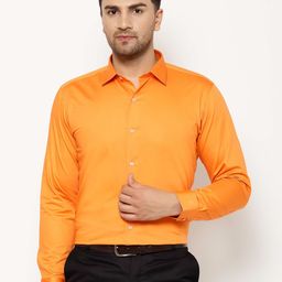 EPPE Men Orange Slim Fit Solid Cotton Formal Shirt-image-84
