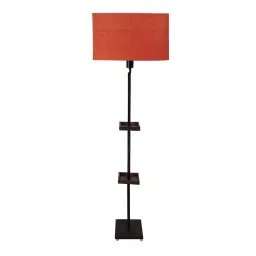 Sanded Edge Red Miller Double Shelf Floor Lamp in Solid Wood with Natural Wood Color Base-picture-3