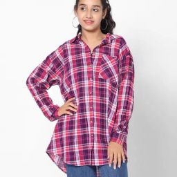 TeenTrums Girls Multicolor Checks Full Sleeves Shirt Top-image-99