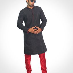 House of Aqss Mandarin Collar Dupion Silk Straight Kurta And Pyjamas-picture-56