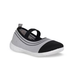Bubblegummers Girls Grey Woven Design Fabric Ballerinas-image-43