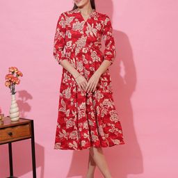 SHEETAL Associates Women Floral Printed Crepe Fit & Flare Midi Dress-image-55