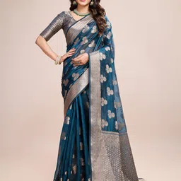 SHRIMAY Woven Design Zari Organza Banarasi Saree-picture-22