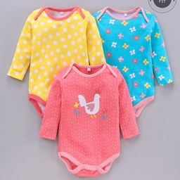 Lily and Jack Full Sleeves Cotton Onesies Multi Print Pack of 3 - Multicolour-image-15