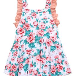 Babyhug Sleeveless Floral Print Frock Swimsuit - Peach-image-61