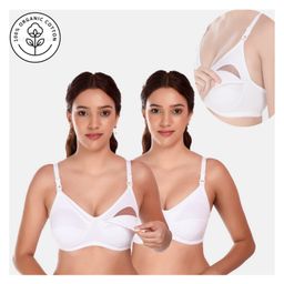 Elite Mom Pack Of 2 Solid Maternity Nursing Bra - White-picture-25