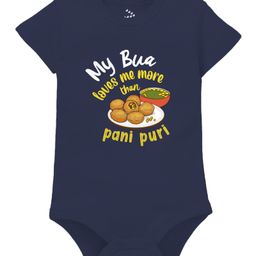 Zeezeezoo Half Sleeves My Bua Loves Me More Than Pani Puri Printed Onesie - Navy-image-38