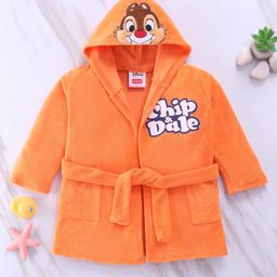 Babyhug Disney Terry Knit Hooded Full Sleeves Bath Robe With Pockets and Chip N Dale Graphics - Orange-image-55