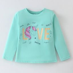 Tango Single Jersey Knit Full Sleeves T-Shirt with Unicorn & Text Print - Green-image-20