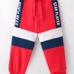 Babyhug French Terry Full Length Lounge Pant Text Print - Red-image-10