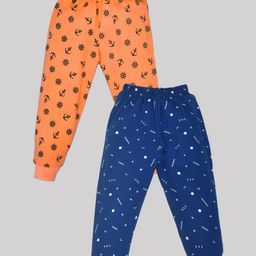 Kiwi Pack of 2 Cotton Anchors & Confetti Printed Lounge Pants - Orange & Blue-image-92