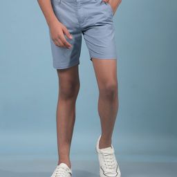 CRIMSOUNE CLUB Cotton Solid Shorts - Blue-image-14
