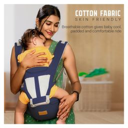 MOMISY Baby Carrier with Hip Seat 6 Carrying Styles, Cushioned Support & Adjustable Straps (Blue)-image-3