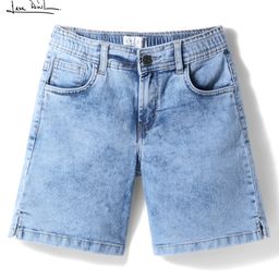 arias by lara dutta Arias Cotton Stretch Woven Washed A-line Shorts - Light Blue-picture-9