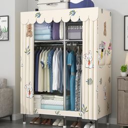 StarAndDaisy Kids Foldable Wardrobe with Cover Drawers Portable Almirah for Clothes, Shoes, Accessories Space Saving Closet with Side Pockets Hanging Rod-image-37