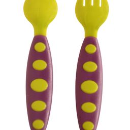 THE LITTLE LOOKERS BPA Free Food Grade Plastic Easy Grip Spoon and Fork Set| Colorful Tableware/Attractive Cutlery Set for Kids/Babies/Toddlers/Boys/Girls (Multi, Pack of 1-Set of 2 (Green))-4