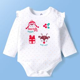 Doodle Poodle 100% Cotton Interlock Knit Full Sleeves Onesies With Bunny Print - White-picture-34