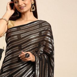 DIVASTRI Embellished Sequinned Pure Georgette Saree-picture-8