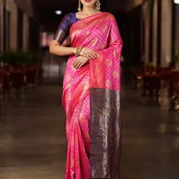 Mitera Woven Design Zari Silk Blend Banarasi Saree-image-24