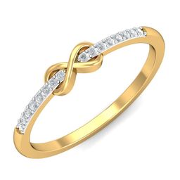KUBERBOX Forever Knot 18KT Gold Diamond-Studded Finger Ring-1.84gm-image-63