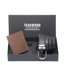 Teakwood Leathers Brown Casual Leather Bi-Fold Wallet with Belt Gift Set for Men-8