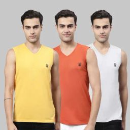 Vimal Jonney Multicolor Regular Fit Sleeveless Lounge T-Shirt - Pack of 3-picture-10