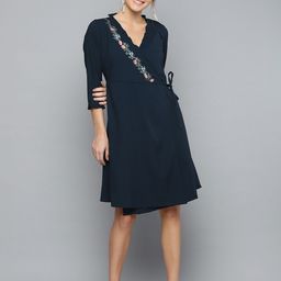 Marie Claire Women Navy Blue Solid Tie-Up Shrug-picture-27