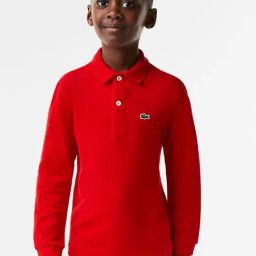 Lacoste Kids Red Solid Full Sleeves Polo T-Shirt-image-72