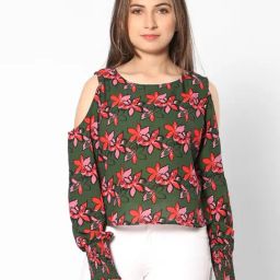 TeenTrums Girls Green Floral Print Top-image-49