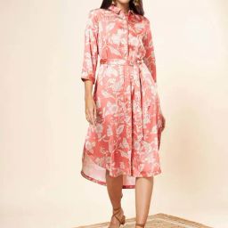 Marigold Lane Orange Floral Print High-Low Dress-image-60
