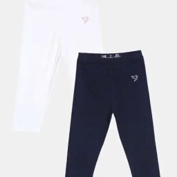 TWIN BIRDS Kids Navy & White Cotton Regular Fit Leggings (Pack of 2)-image-86