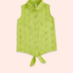 Pantaloons Junior Kids Green Cotton Embroidered Top-image-42