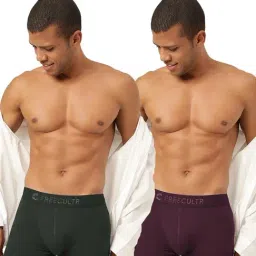 Freecultr Avocado Green & Port Wine Comfort Fit Trunks - Pack of 2-picture-18