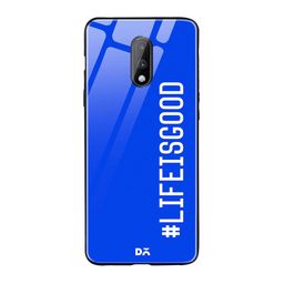 DailyObjects Blue & White Life Is Good OnePlus 7 Glass Case-29