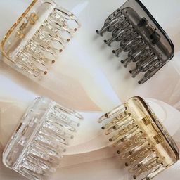 DIVASTRI Women Set of 4 Transparent Glossy Finish Hair Claw Clips-picture-4