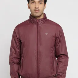 Status Quo Men Maroon Bomber Jacket-image-79