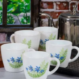 Cello Floral White Opalware Tea Cups - Set of 12 (110ml)-image-63