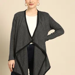 Anouk Women Grey Solid Acrylic Front-Open Sweater-15