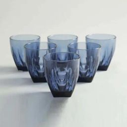 Home4U Blanca Blue & Transparent Glass Tumbler (0.2 L) - Set of 6-6