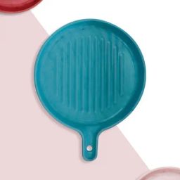 Clay Craft Teal Blue Ceramic Round-Shaped Grill Plate-29