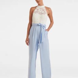 Forever New White & Blue Lace Jumpsuit-image-93
