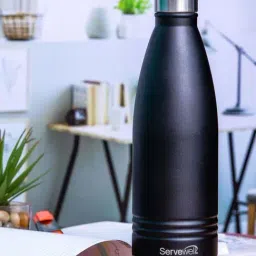 Servewell Jet Black Steel Indus Vacuum Bottle (1 L)-image-46