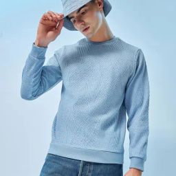 Bewakoof Blue Regular Fit Self Design Sweatshirt-picture-13
