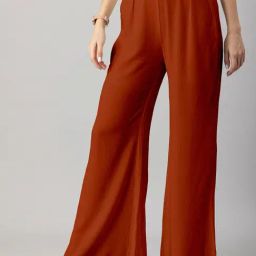 Moomaya Brown Regular Fit High Rise Trousers-image-36