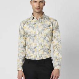 V Dot Multicolored Cotton Slim Fit Printed Shirt-image-7