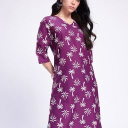 Anouk Rustic Tropical Printed V-Neck Straight Kurta-image-60