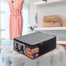 prettykrafts Set Of 6 Grey & Black Geometric Saree Organizers With Transparent Window image 4